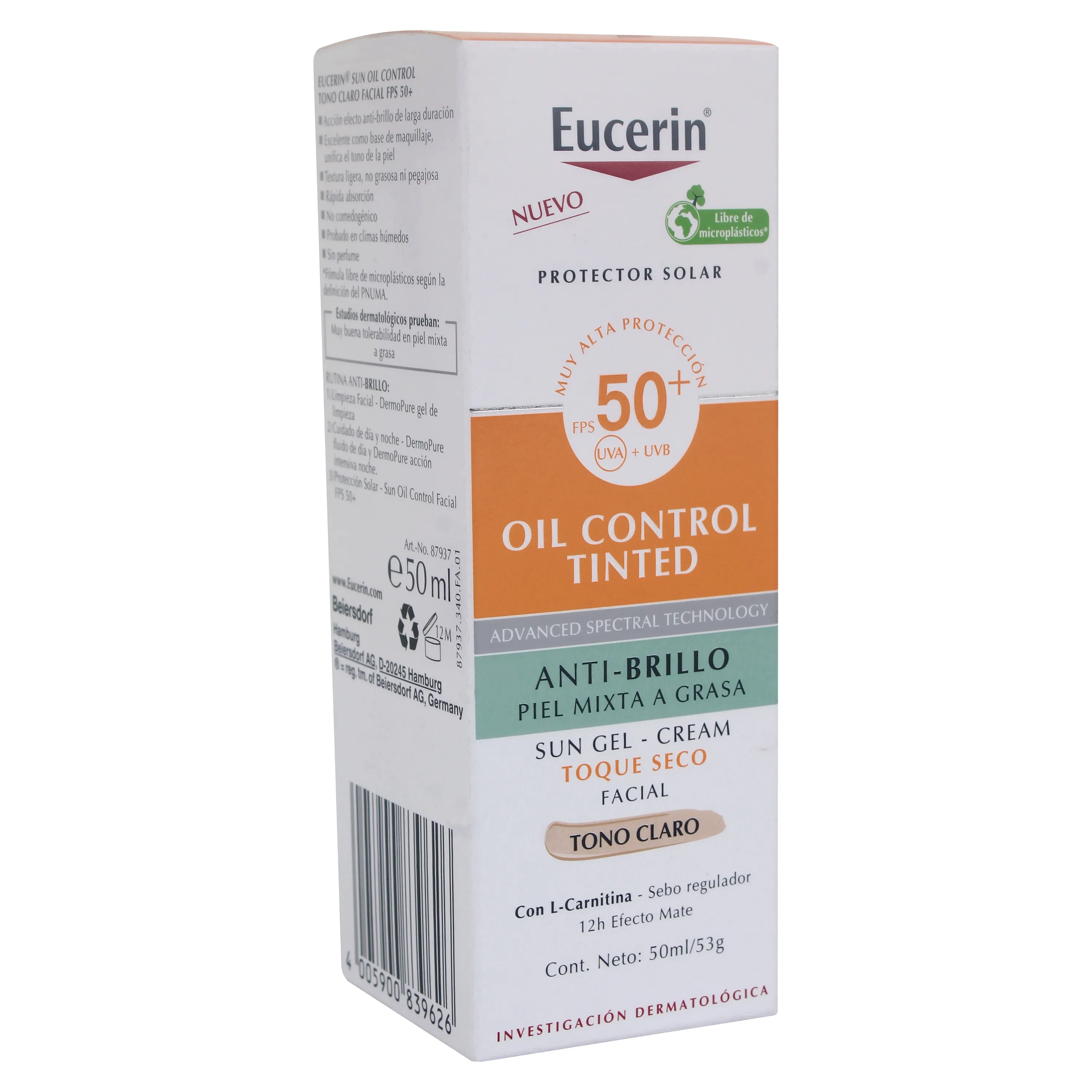 EUCERIN OIL CONTROL TINTED TOQUE SECO TONO CLARO 50ml